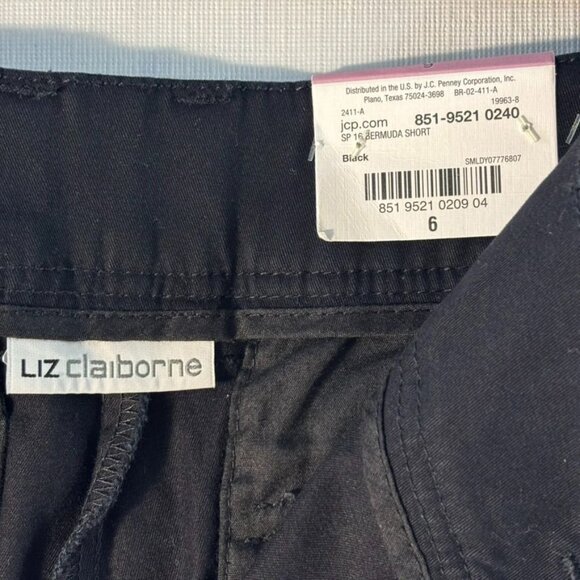 Liz Claiborne Classic Chino Bermuda Shorts Black Easy Fit Waist Hip & Thigh Size - Picture 6 of 8